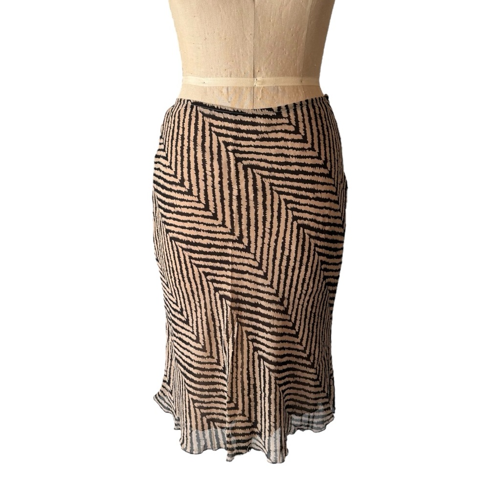 Vintage 90s Zebra Print Silk Midi Skirt